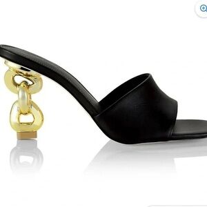cult gaia Misha Chain Leather Heels in Black